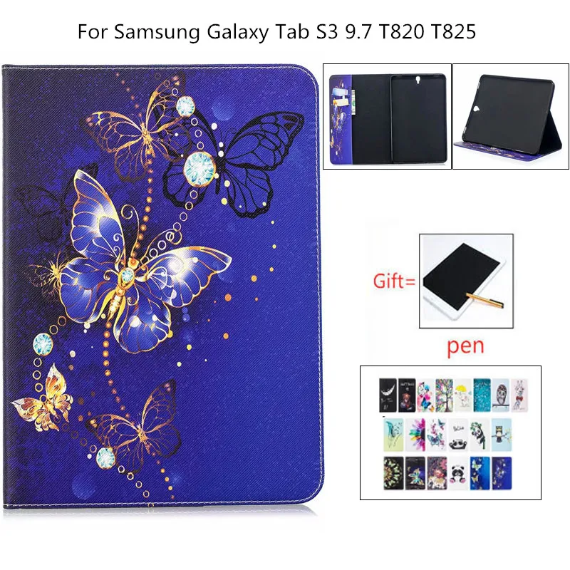 Мягкий чехол-книжка из искусственной кожи с принтом для Samsung Tab S3 9 7 T820 T870 P610 T860 T290