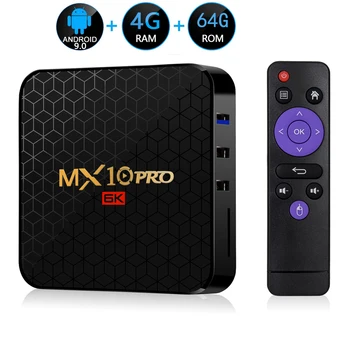 

MX10 PRO Android 9.0 TV Box 4GB RAM 64GB Wifi Allwinner H6 Quad Core USB3.0 6K Google Player Youtube Media Player Set Top Box