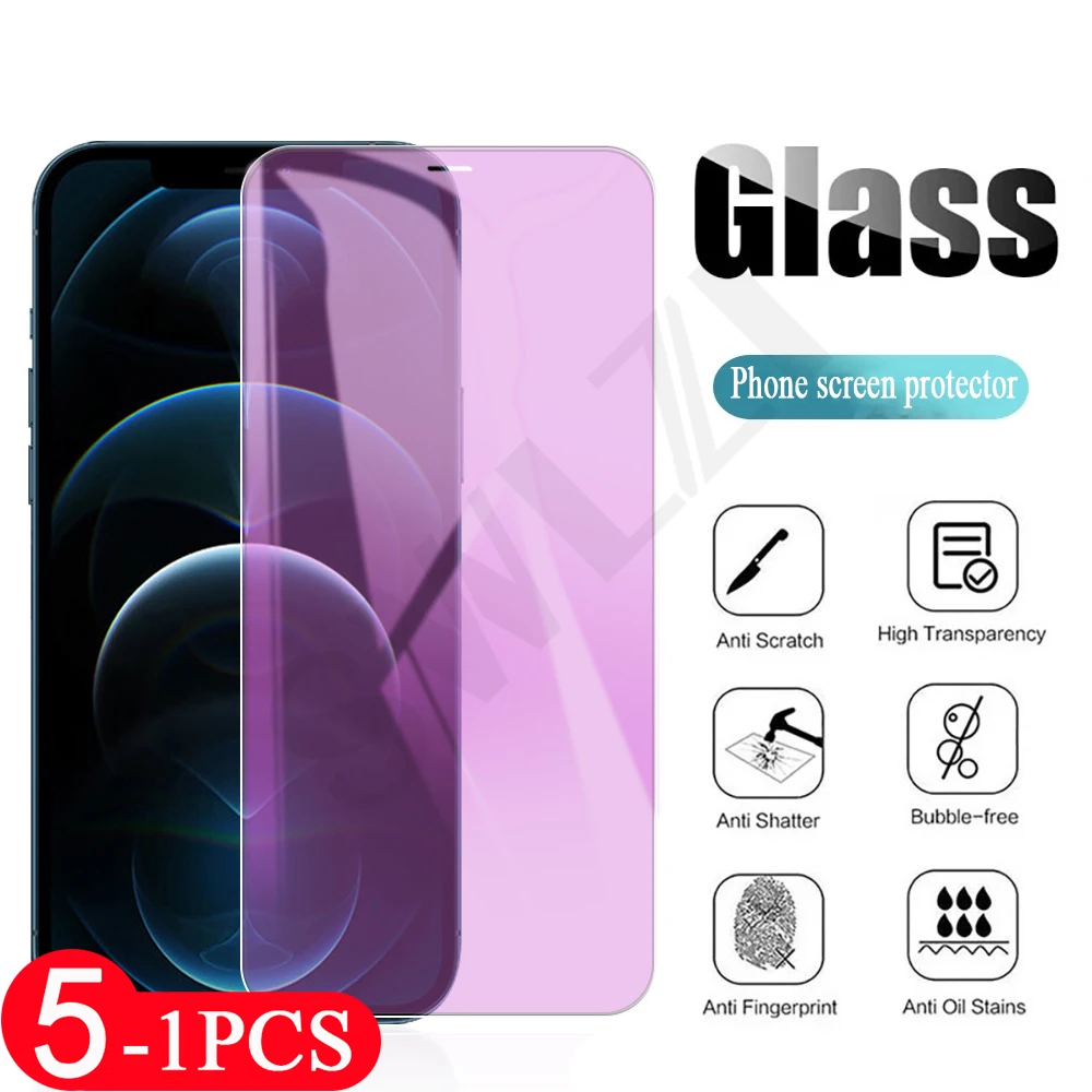 

5/3/1Pcs Anti Blue Light Tempered Glass for iphone 7 8 Plus 11 Pro Max 12 Mini X XR XS SE 2020 6 6s Screen Protector Phone film