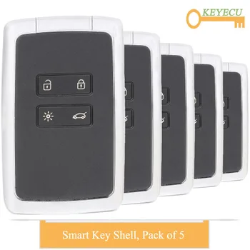 

KEYECU 5PCS Smart Card Remote Control Car Key Shell Case for Renault Megane 4 Talisman Kadjar Espace 5 2016- 2019, Fob 4 Buttons