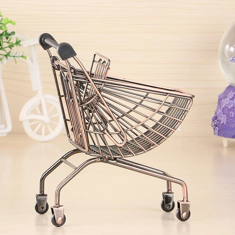 

Children Metal Toy Shopping Trolley Basket Supermarket Pretend Play Toy Decor