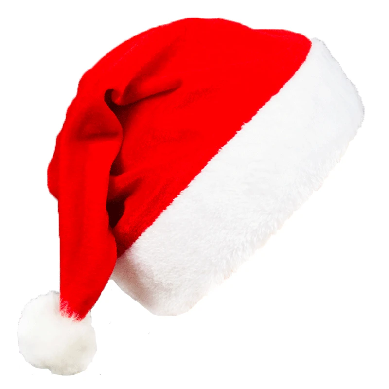 New Year Christmas Santa Claus Hat Red Velvet Plush Cotton Hats For Adult Children Christmas Festival Ornaments Decoration