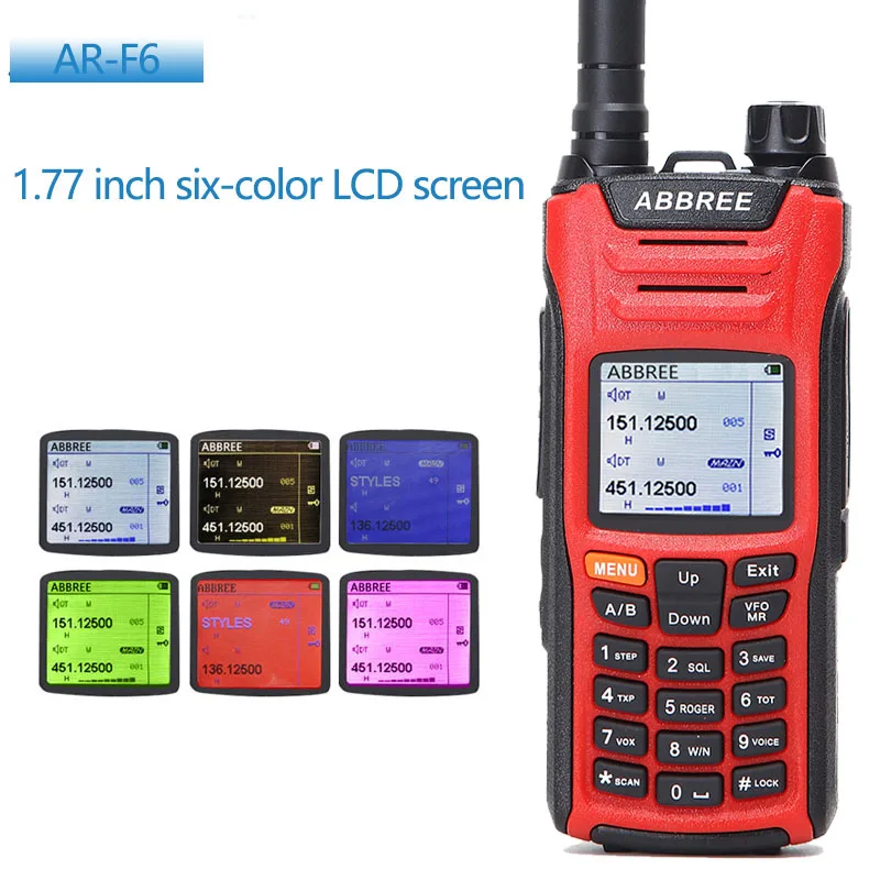 two way walkie talkie ABBREE AR-F6 Walkie Talkie Full Bands police band LCD Color Display Dual Display Dual Standby 999CH VOX DTMF SOS Ham Radio waterproof walkie talkies