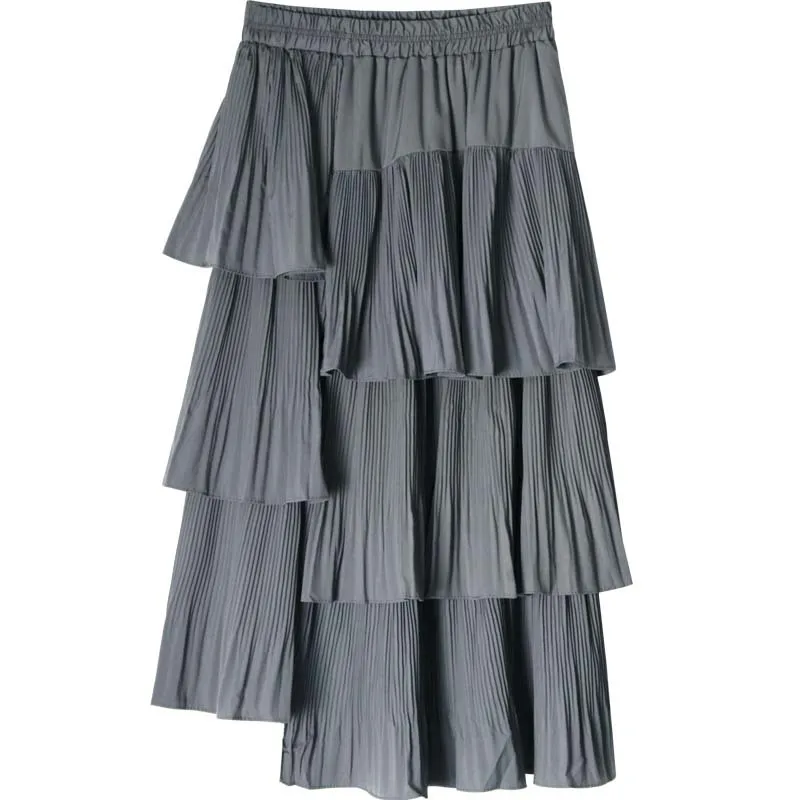 

Multi-Level Black And White with Pattern Cake Dress Skirt