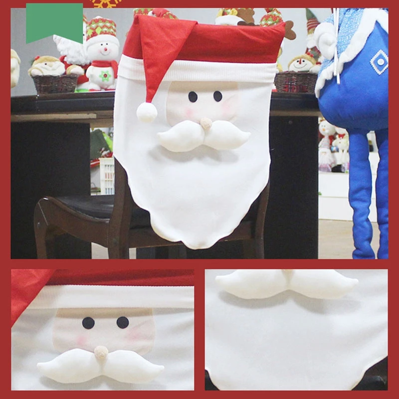 New-2Pcs рождественские Чехлы для стула шапка Санта-Клауса рождественские покрытия для стула украшения обеденного стола для домашнего стула задняя крышка стула