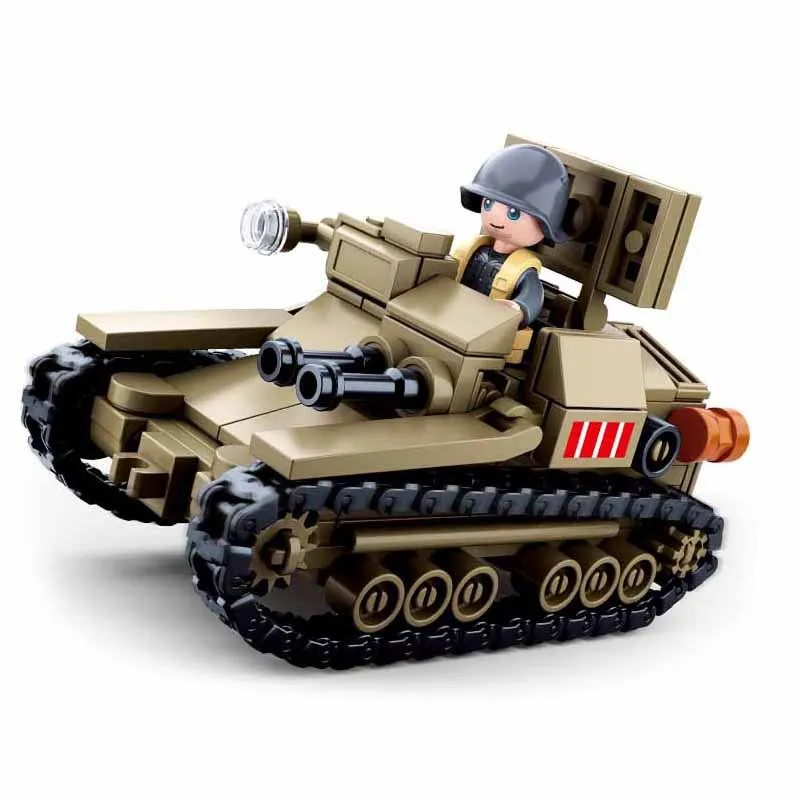 Sluban 186Pcs World War II CV33 Light Tank Building Blocks WW2 Military Educational Model Toys As Christmas Gift For Children