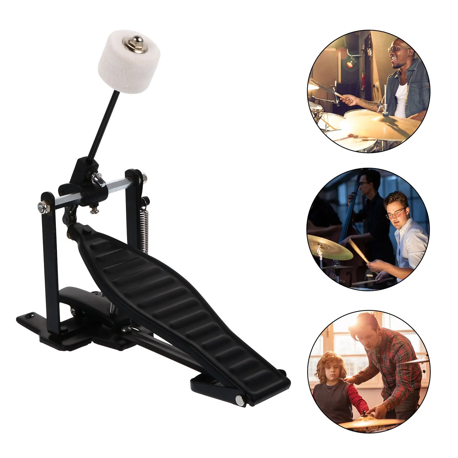 Durable Bass Drum Pedal Single Pedal Drum Practice Instrument Accessories Black Drum Kick Pedal