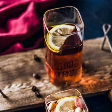 Чашка для сока высокого качества 400 мл 1 шт прозрачный черный/белый хорошее утро прямоугольник стакан для питья es молоко сок стеклянная чашка креативный