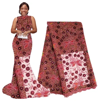 

Double net sequence lace fabric latest 2020 french lace fabrics for aso ebi wedding dresses lace fabric