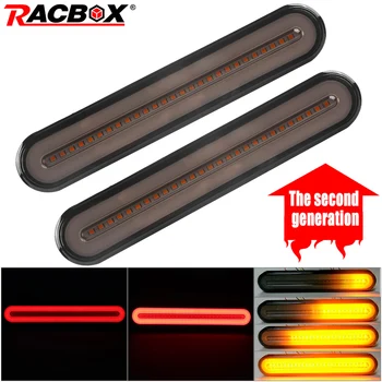 

2pcs New LED Trailer Truck Brake Light 3 in1 Neon Halo Ring Tail waterproof 12V 24V Sequential Flowing Amber turn Signal Lamp