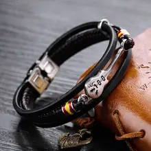 Мужской браслет «гитара» кожаная плетеная веревка многоярусный браслет панк ювелирные изделия подарки KQS8
