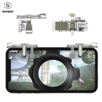 

Sovawin Pubg Mobile Accessorie Six Finger Linkage Pubg Controller Gamepad Metal Button Shhooting Aim Key Triggers For iPhone