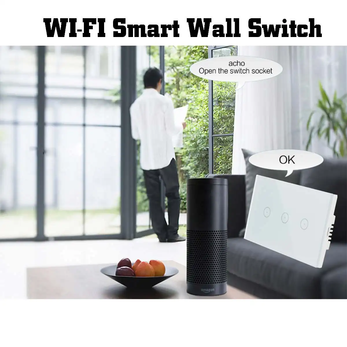 Настенный переключатель водонепроницаемый WI-FI дистанционный переключатель освещения Стекло Экран Панель переключатель передачи голоса