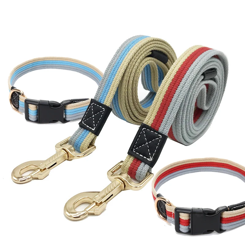 Thick Canvas Pet Dog Leash Collar Adjustable Bust Dog Collars and Leash Set Dog Tracking leash Small Medium Large Dog Collars