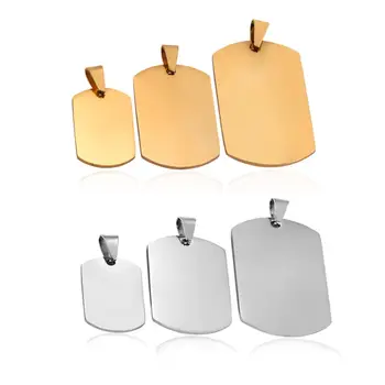 스테인리스 스틸 군사 육군 스타일 ID 빈 개 태그 펜던트, 직사각형 목걸이, 쥬얼리 액세서리, 직송, 10 개