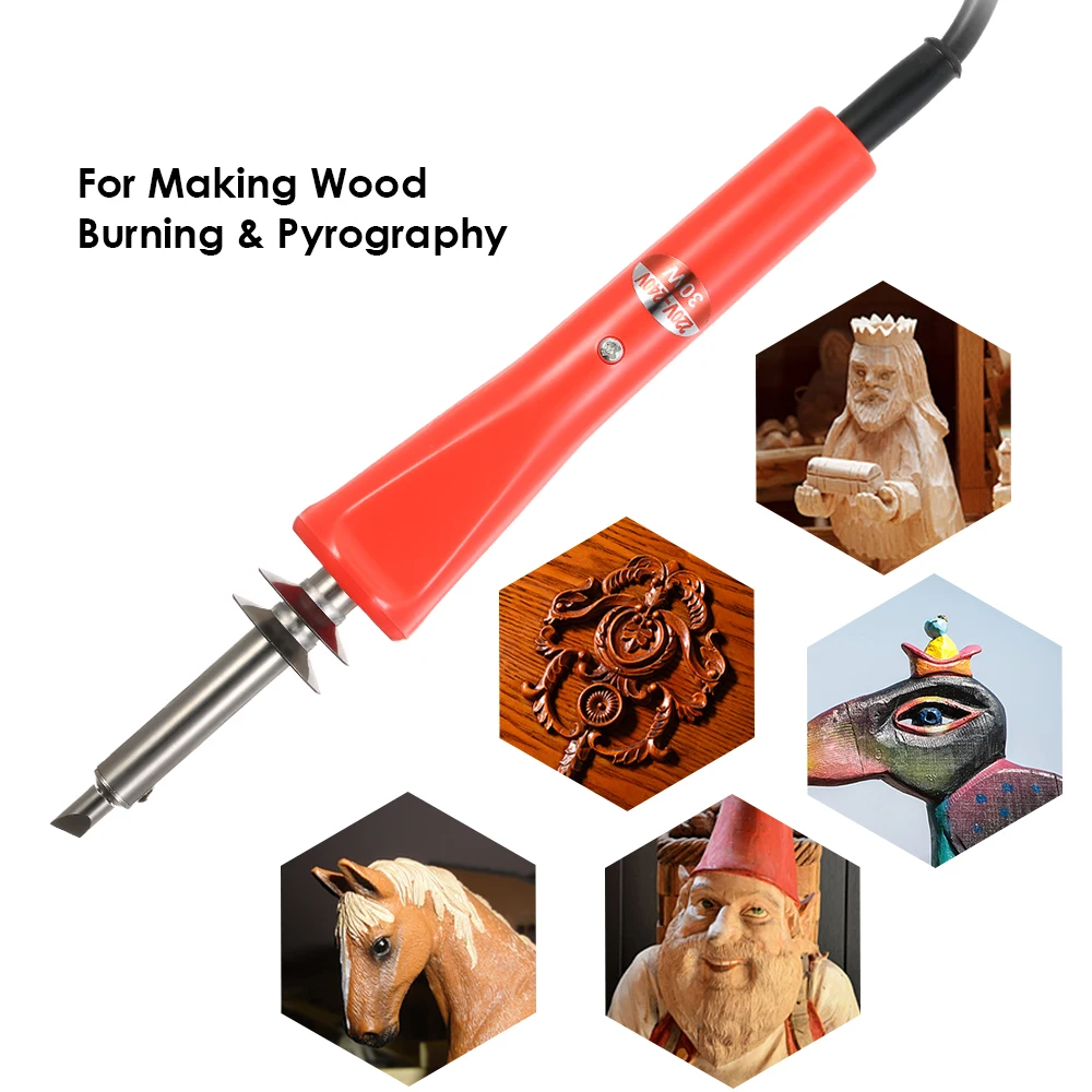 

220-240V 30W 28PCS Electric Soldering Iron Wood Working Pyrography Tool Wood Burning /Engraving/Carving/Embossing Soldering Tips