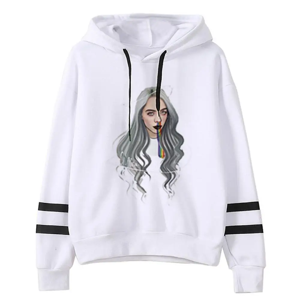 white - style 1 Новая уличная толстовка с капюшоном Billie Eilish Comic Print, пуловер, модная толстовка с капюшоном для мужчин/wo, Мужская толстовка в стиле хип-хоп, унисекс, толстовка, Топ - Цвет: white - style 1
