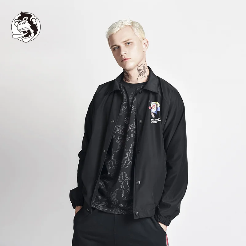 Мужская куртка, ветровка, тренерская куртка, пальто цвета, черная тонкая Повседневная Верхняя одежда, мужская куртка в стиле хип-хоп, школьная уличная мода