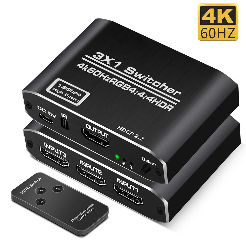 Interruptor 2.0 3x1 hdmi hdr 3d hdmi switcher 4 k 60 hz para ps3 ps4 pro apple tv interruptor 4 k 60 hz de navceker 4 k 60 hz hdmi 2.0 interruptor 3 porto hdmi