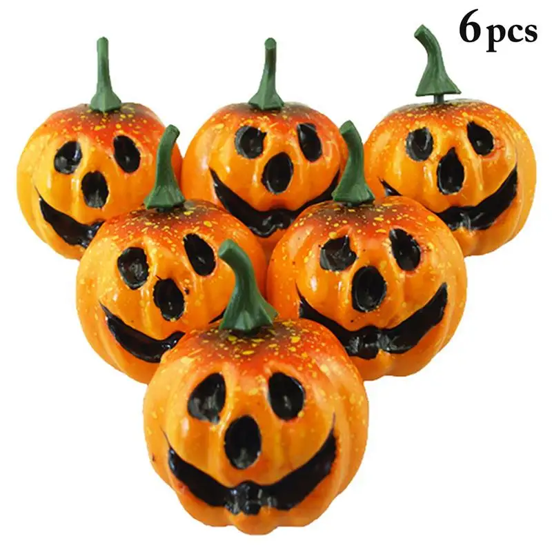 6pcs Artificial Pumpkin Foam Simulated Cute Mini Pumpkin Festival Halloween Party Garden Table Decor Ornament Craft Photo Prop