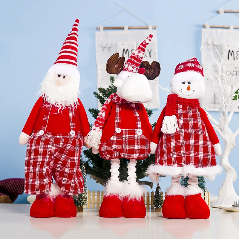 

Christmas Dolls Retractable Santa Claus Snowman Elk Toys For Christmas Tree Doll Hanging Decoration Wooden Creative Gift