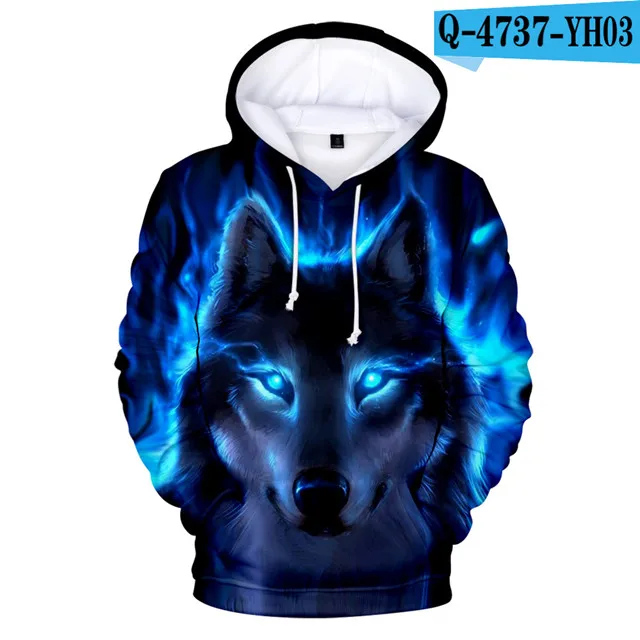  Adult and Child Size Personality Hoodies Wolf Sweatshirts Skull Clothing Men's High Quality Brand 3