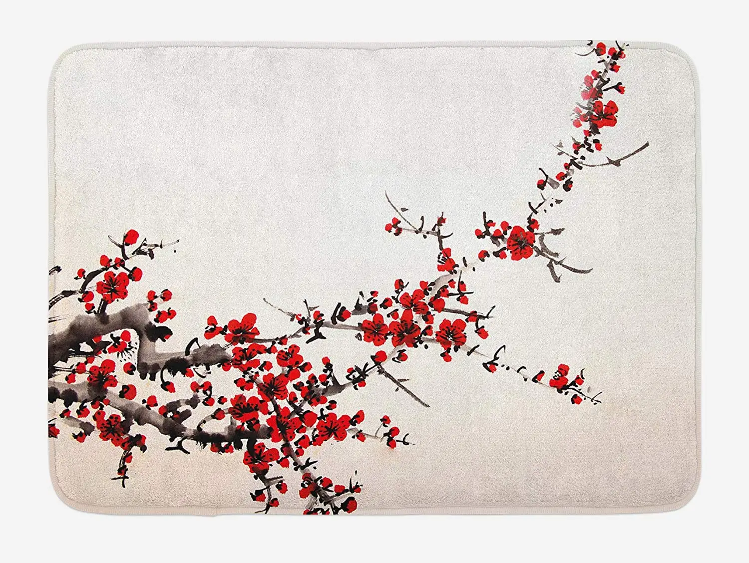 

Art Doormat by Cherry Blossom Sakura Tree Branches Ink Paint Stylized Japanese Artful Pattern Home Decor Door Floor Mat Rugs