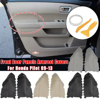 

Pair Microfiber Leather Front Door Panels Armrest Covers For Honda for Pilot 2009 2010 2011 2012 2013 Car styling Interior Parts