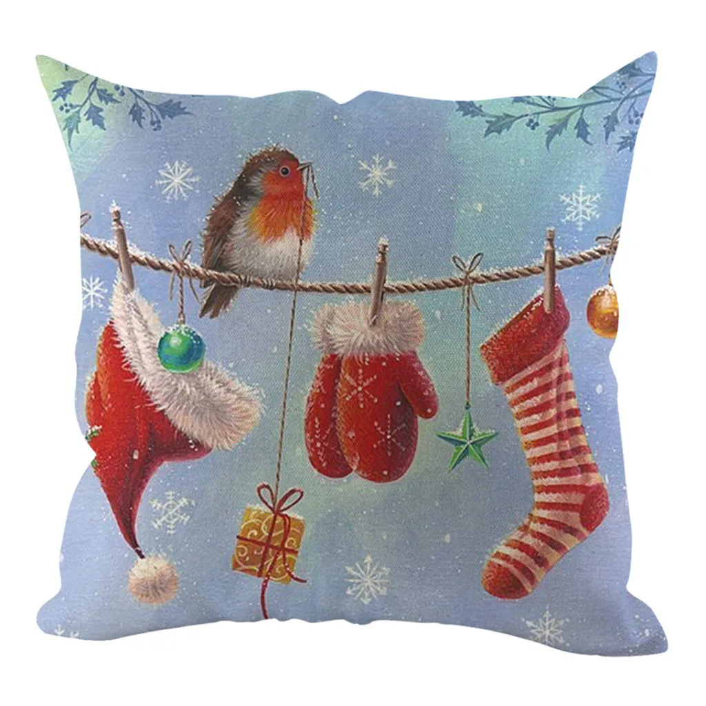 Рождественские декоративные подушки с изображением животных квадратной льняной чехол для подушки дивана дома 45x45 см