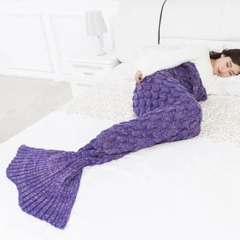 

145x75 princesses dream large Soft Knitted Mermaid Tail Blanket Sleeping Wrap Crochet Handmade Sleeping Bag for Best Birthday