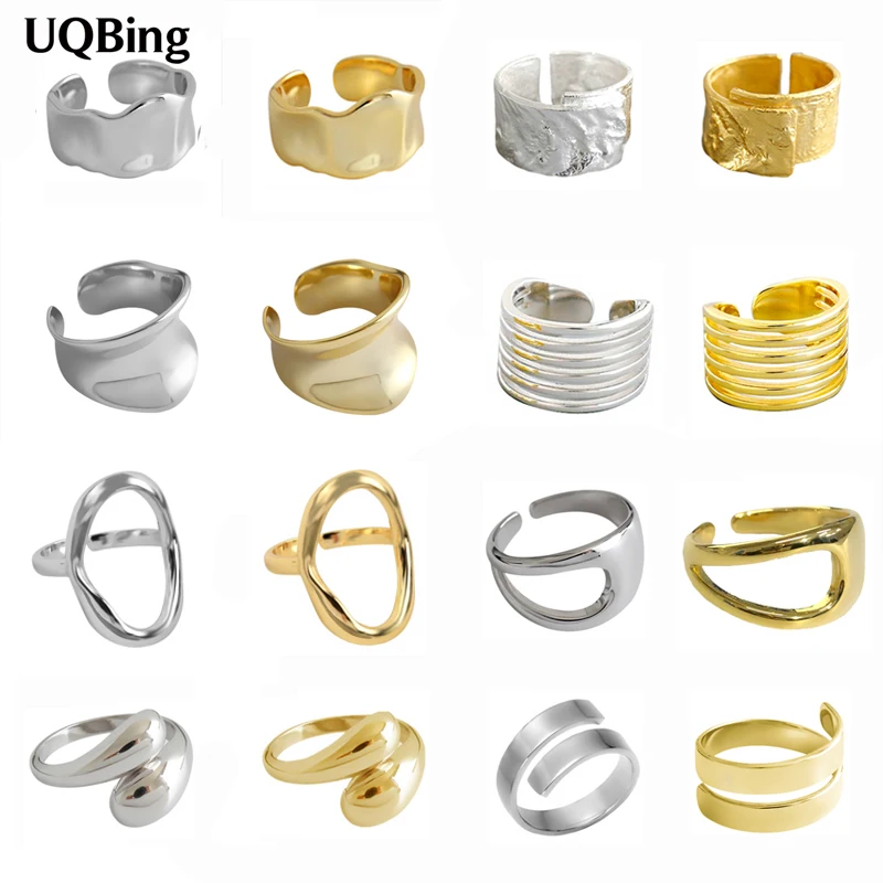 12 Designs Women Geometric Simple 925 Sterling Silver Color Minimalist Open Adjustable Finger Rings Drop Shipping | Украшения и