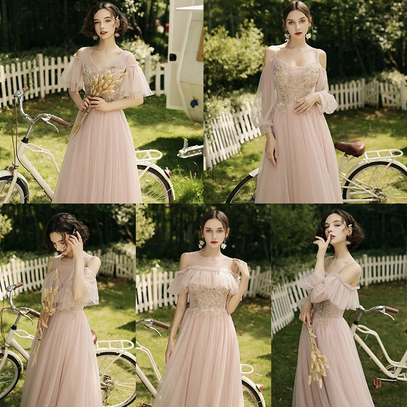 Новинка, розовое, зеленое, 135 см, длинное, милое платье феи для девочек, платье подружки невесты, праздничное платье