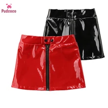 Pudcoco/брендовые черные и красные юбки из искусственной кожи для малышей; модная детская юбка для маленьких девочек; кожаные мини-юбки принцессы с блестками на молнии для девочек; одежда