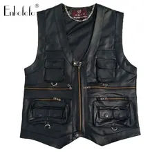 Нежный мужской t жилет из натуральной кожи мужские тонкие коммерческие фотографии мотоцикл байкер Мужские Кожаные Жилеты из овчины жилет