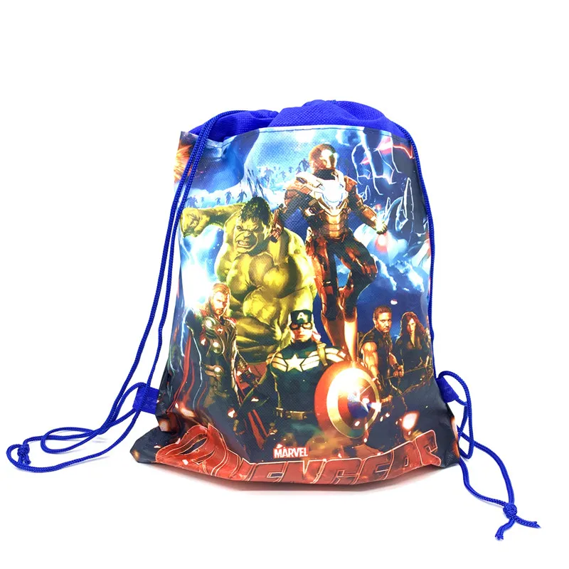 Baby shower нетканый тканевый Рюкзак День рождения вечеринка пользу тема Мстителей ребенок детская школьная сумка украшения сумка-мешок с мультяшными