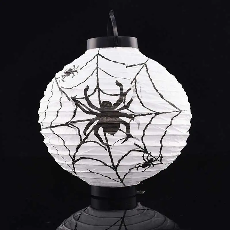 Светодиодный светильник в виде тыквы, летучей мыши, паука, на Хэллоуин, для украшения на Хэллоуин, вечерние, реквизиты, принадлежности для вечеринки на открытом воздухе - Цвет: White spider web