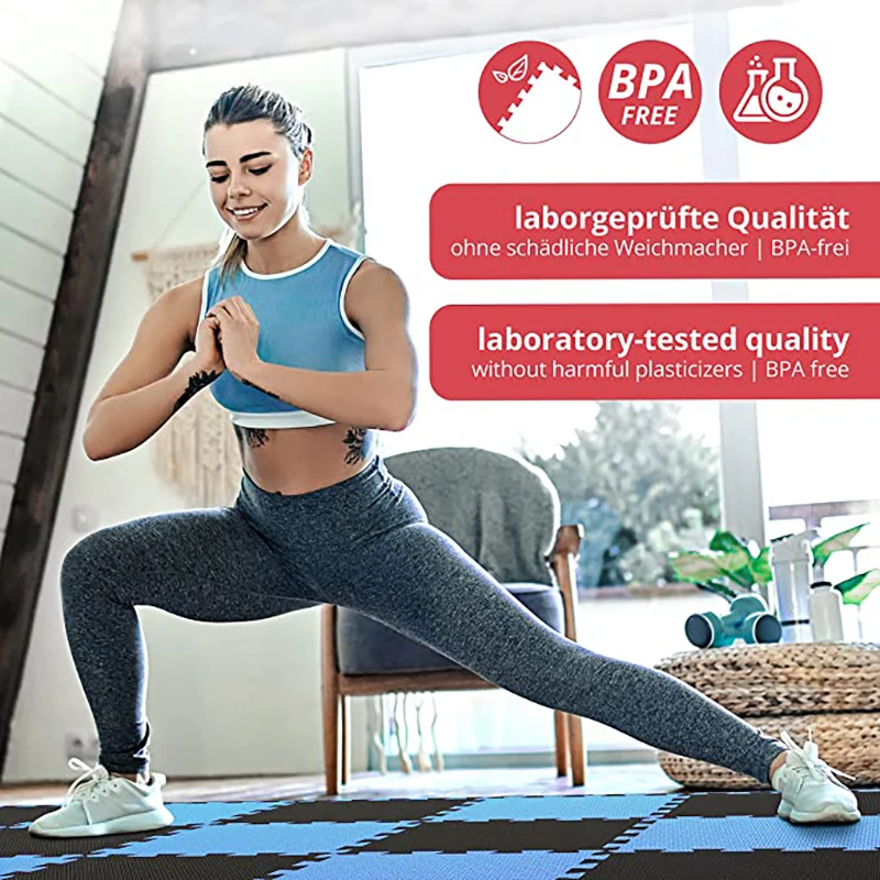 High Density Exercise Mat EVA Foam Floor Tiles Protective Flooring Mats Interlocking for Gym Equipment and Cushion for Workouts