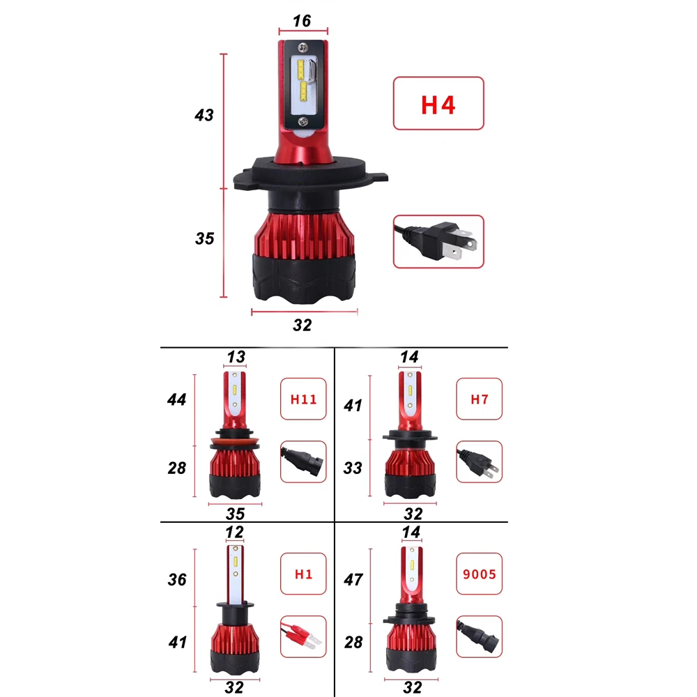 CNSUNNYLIGHT K5 H4 H7 H11 ZES LED H8 H9 H1 880 Car Headlight Bulbs 9005 9006 H13 Headlamp Lights Replace COB Auto Led Lamp 6500K