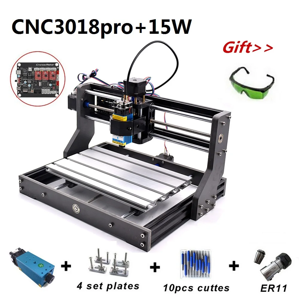 15 Вт CNC3018 Pro гравировальный станок с автономным управлением 500 МВт 2500 мвт 5500 МВт фрезерный станок для дерева PCB фрезерный станок резьба 3018 PRO