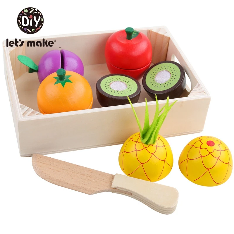 Let'S Make 1 набор, резка, деревянные детские игрушки, посуда, игровой дом, фруктовая игрушка, мини, искусственные овощи, кухонные игрушки