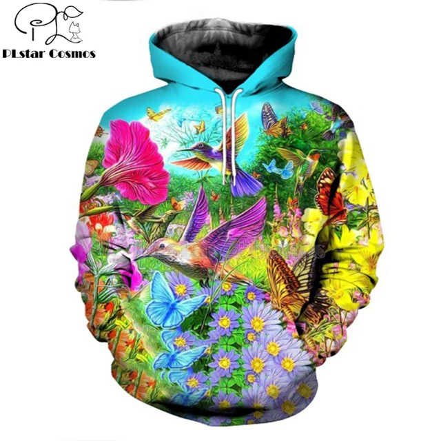 3D Printed Hummingbird Garden Hoodie and Sweatshirt Parrot Harajuku Fashion Men hoodies Unisex Casual Jacket pullover DW0007 hoodies