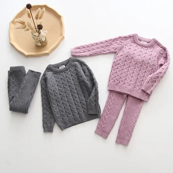 

Baby Boys Girls Clothing Sets Fall Winter Sweater + Pants Infant Boys Knit Tracksuits Toddler Girls Boys Suit Hoodies Pants Set