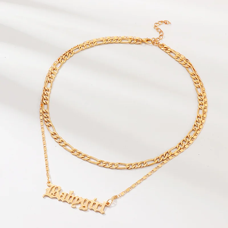 Double Layer Babygirl Letter Necklace 