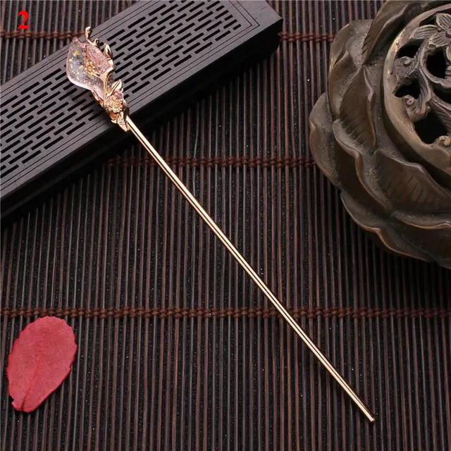 Vintage Chinese Style Hairpins Hair Stick Women Metal Glaze Hair Fork Hair Chopsticks Woman Jewelry Hair Clip Accessories 2021 2