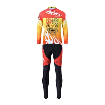 

Men's Winter Cycling Jersey 2019 Red Blue Green Long Sleeve Cycling Jersey SetCycling Jersey