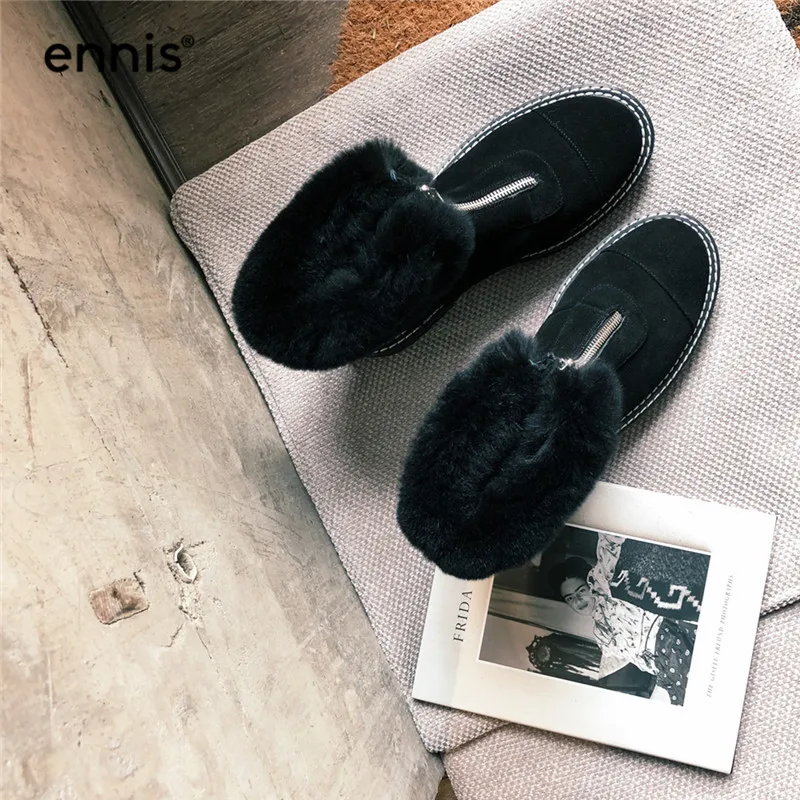 ENNIS/теплые зимние ботинки; женские замшевые ботильоны martin; зимние ботинки на платформе с мехом спереди на молнии; Новая мода; A9359