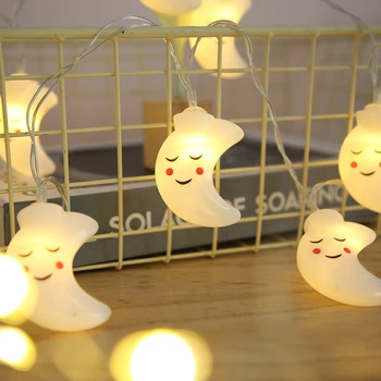

1.5M 10LED Smiling Face Moon String Christmas Lights Fairy Garlands Outdoor Battery Flash For Holiday Xmas Party Garden Decor