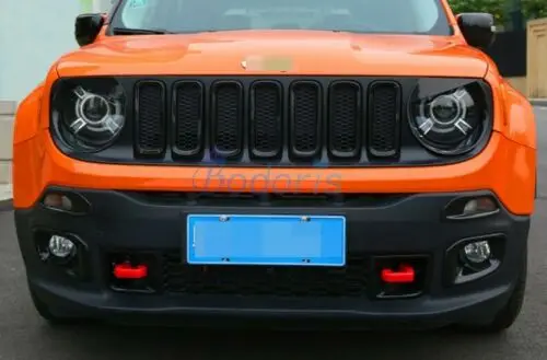 Подходит для Jeep Renegade- углеродное волокно стиль Цвет Передняя решетка отделка автомобильный стиль 7 шт