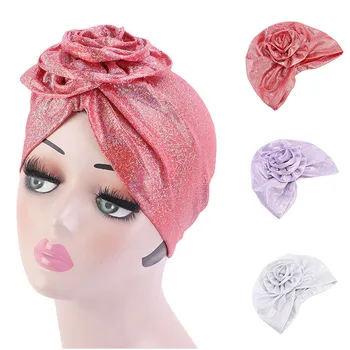 

Hat Indian Cap Headwear Beanie Muslim Inner Hijabs Bandana Women Floral Turban Pearlescent Shiny beanie Chemo Cancer Cap Hijabs