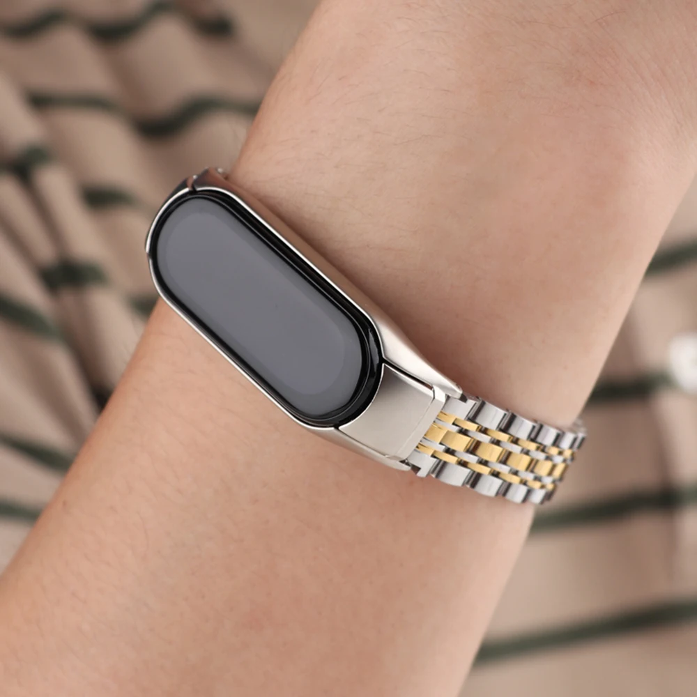Pulseira de para Homens Pulseira de Metal Legal Pulseira para Xiaomi mi Band Aço Inoxidável - Image 4
